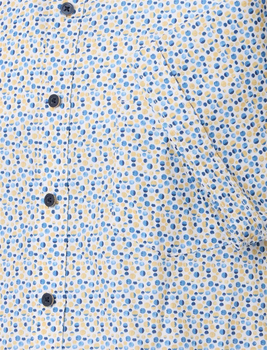 overhemd blauw en gele bolletjes Casa Moda button-down