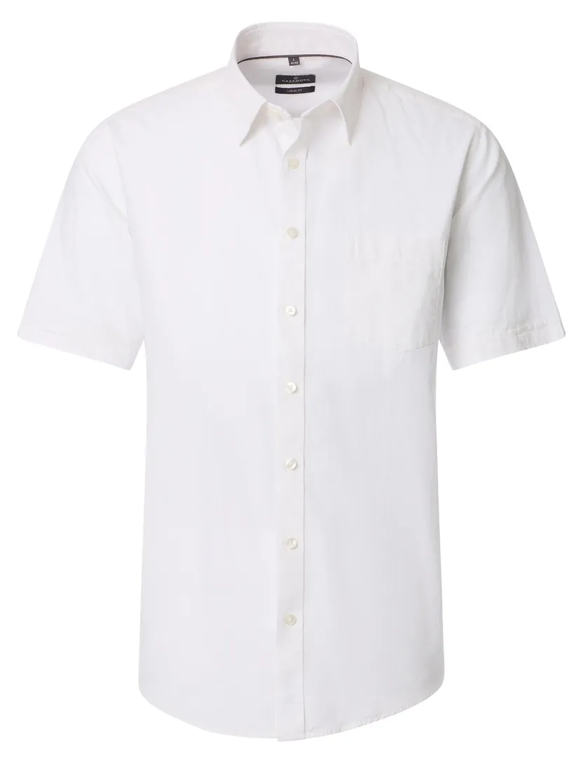 witte overhemd met witte knopen Casa Moda korte mouw
