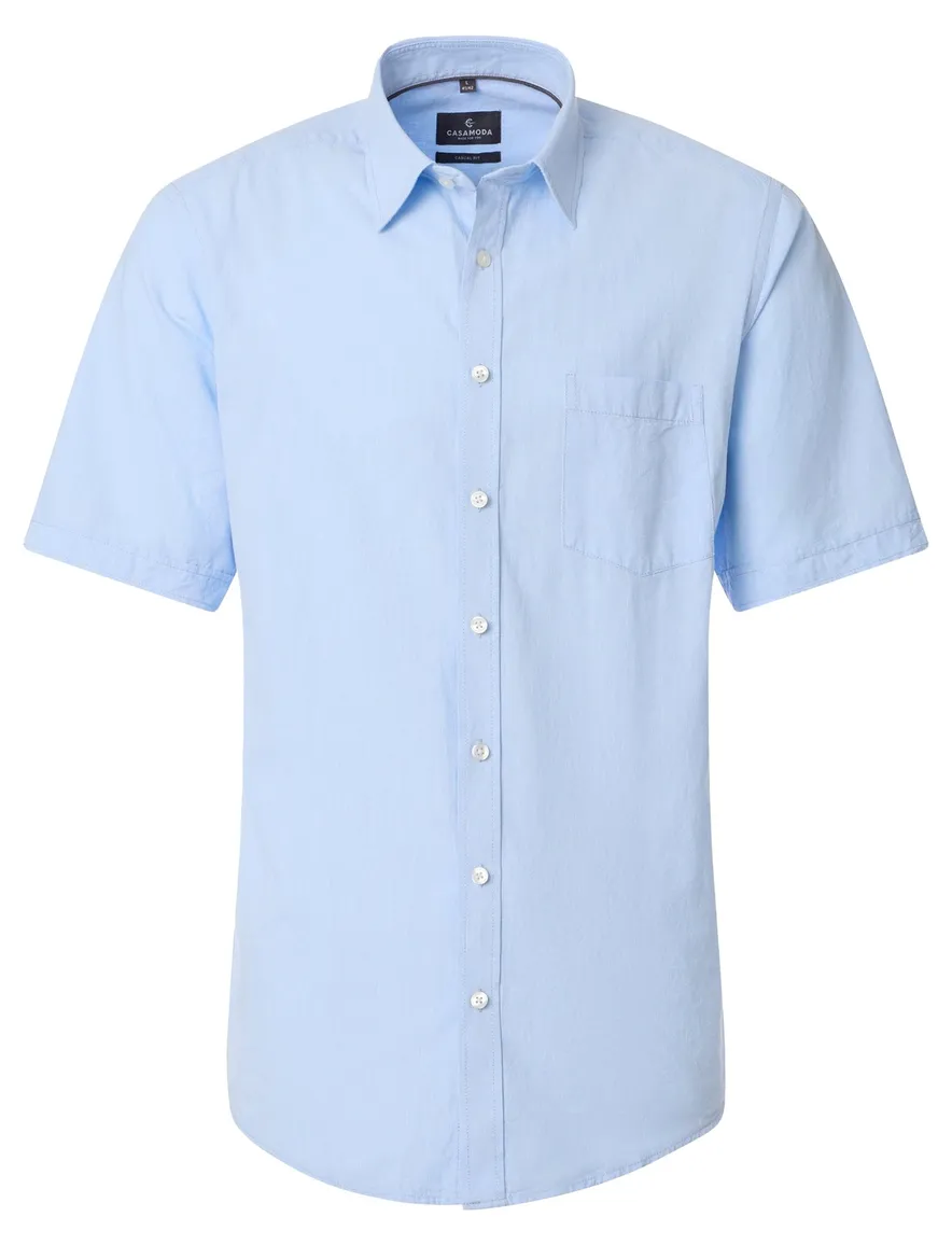 Casa Moda Casual Fit casual overhemd korte mouw lichtblauw