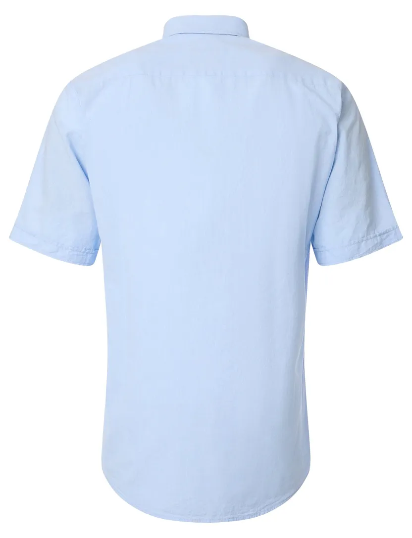 blauwe overhemd met witte knopen Casa Moda korte mouw