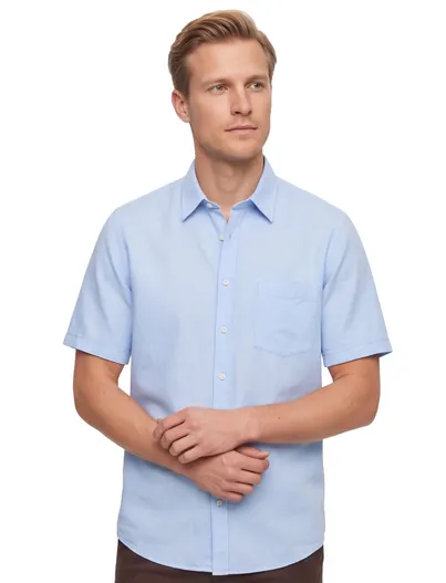 Casa Moda Casa Moda Casual Fit casual overhemd korte mouw lichtblauw