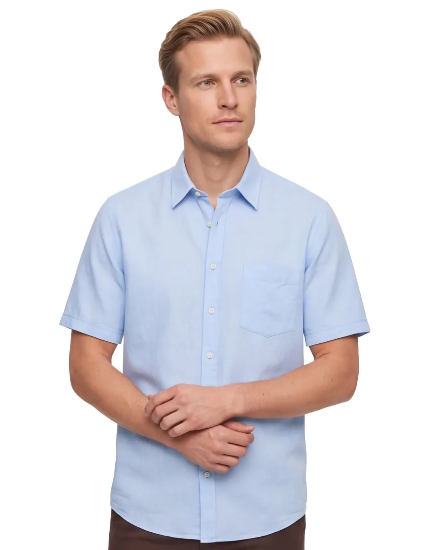 casual overhemd korte mouw Casa Moda Casual Fit lichtblauw