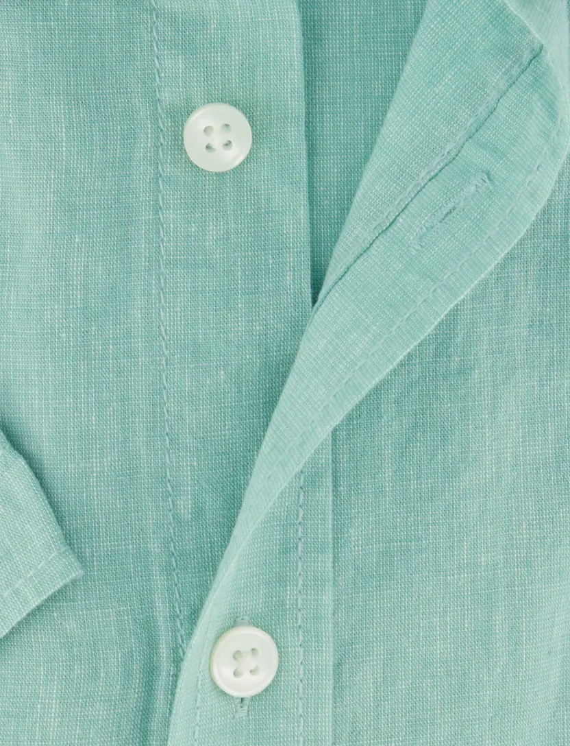 Turquoise korte mouw overhemd Casa Moda borstzak witte knopen