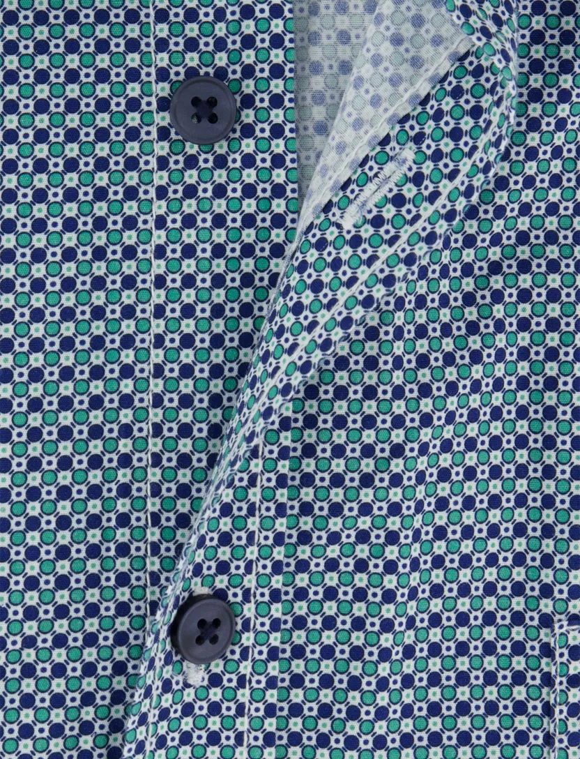 Geprint overhemd met borstzak Casa Moda donkerblauw casual fit lange mouw korte knoop