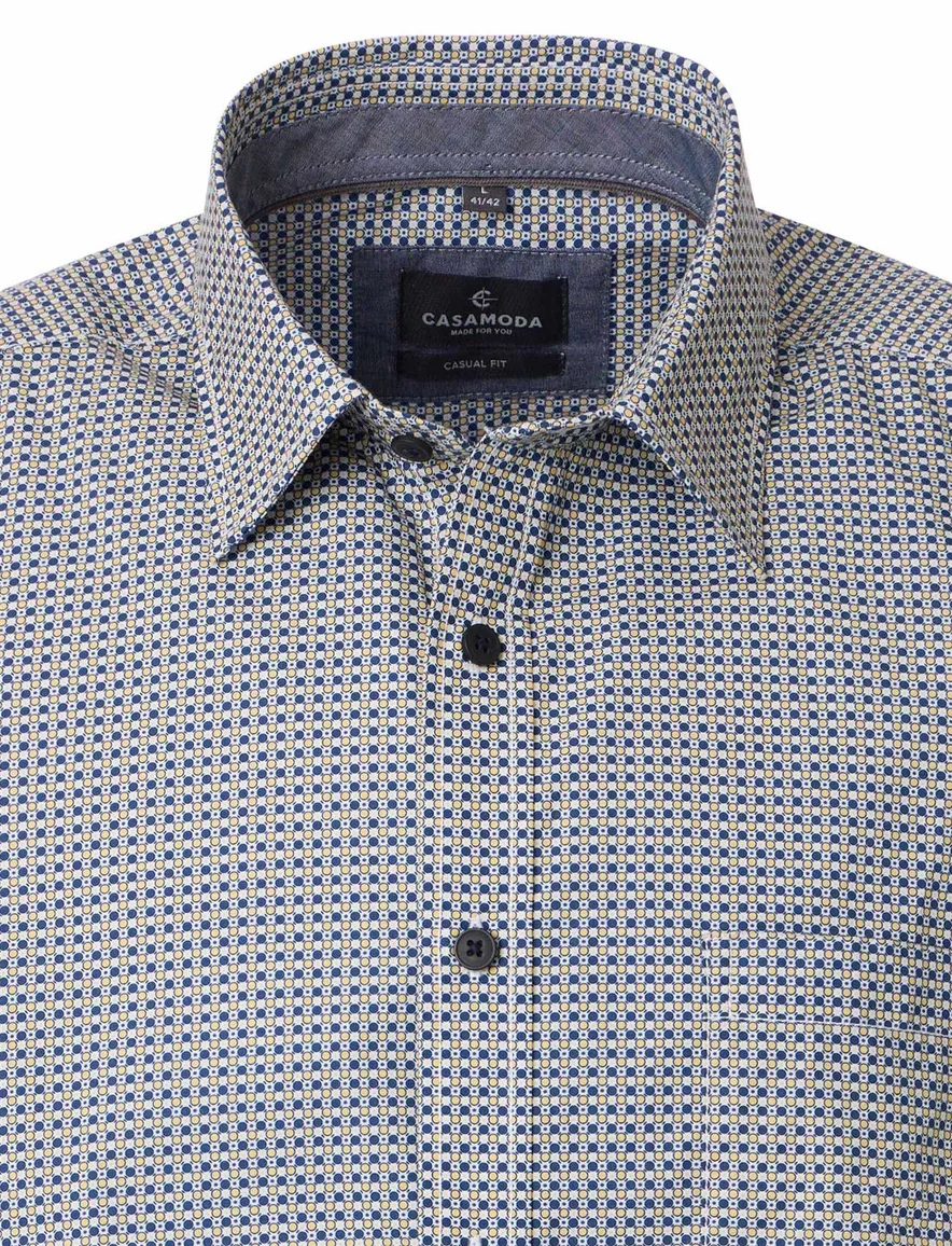 Overhemd wit gestreept Casa Moda geel blauw