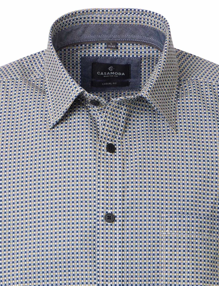 Wit overhemd Casa Moda gestreept blauw geel