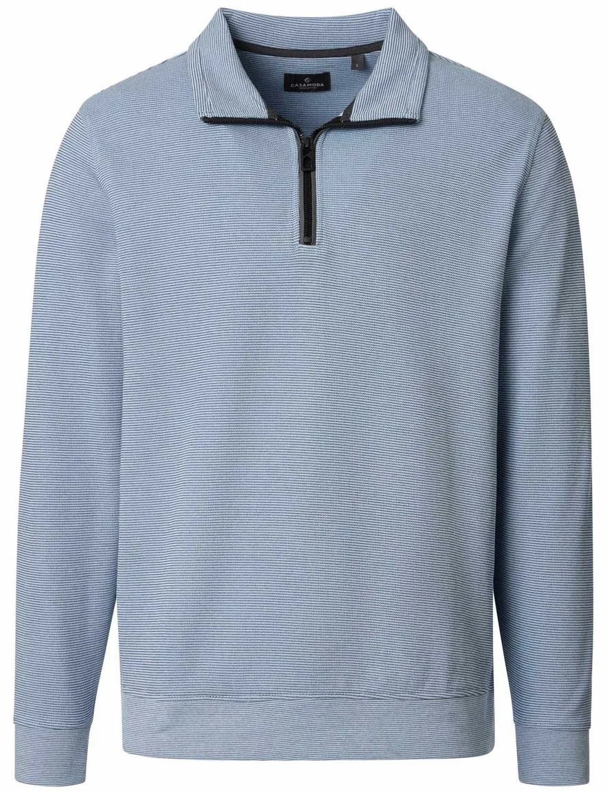Casa Moda trui half zip gebreid lichtblauw