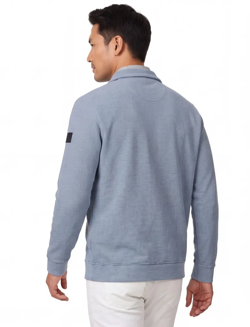 Trui Casa Moda half zip lichtblauw gebreid normale fit