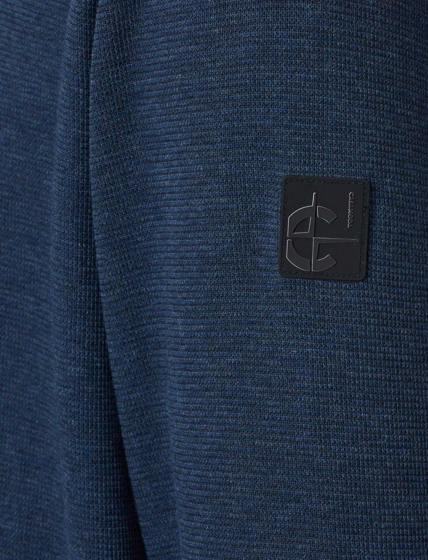 Casa Moda trui donkerblauw gebreid half zip rits