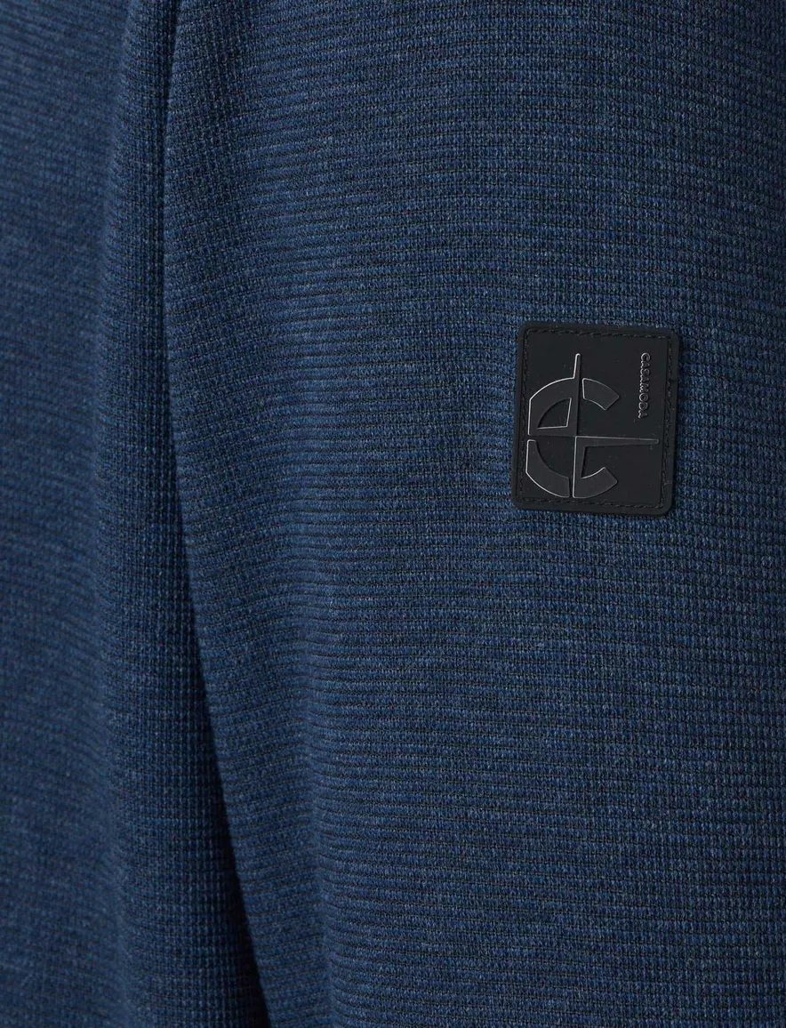 Casa Moda trui donkerblauw gebreid half zip rits
