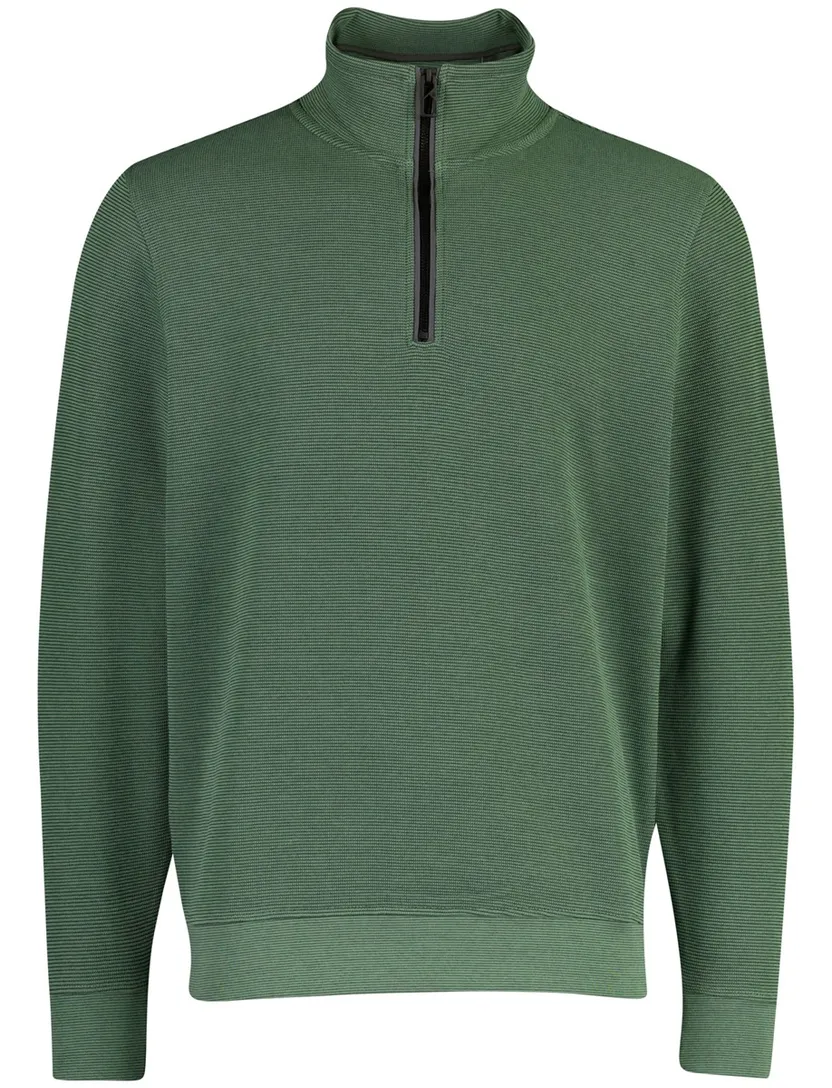 Gebreide groene Casa Moda trui met zwarte half zip rits