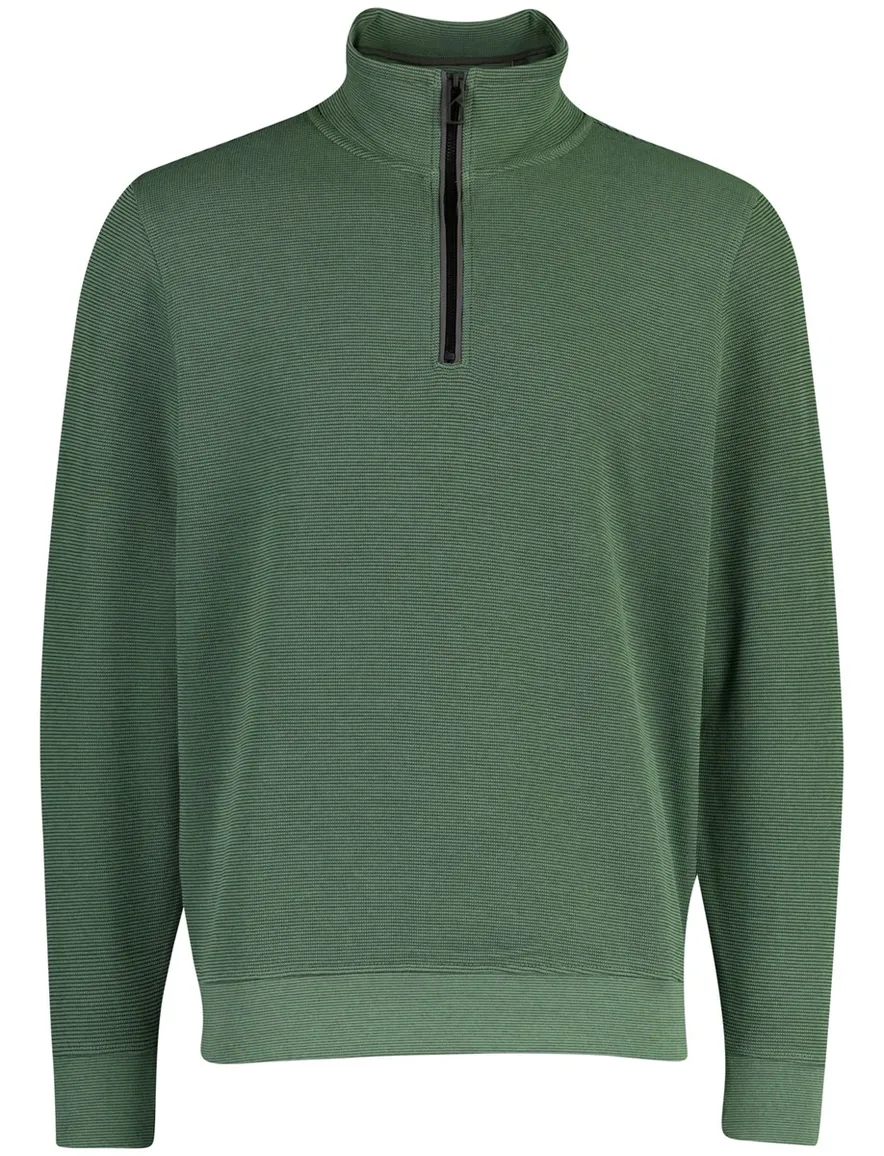 Trui Casa Moda zwarte half zip rits gebreid groen