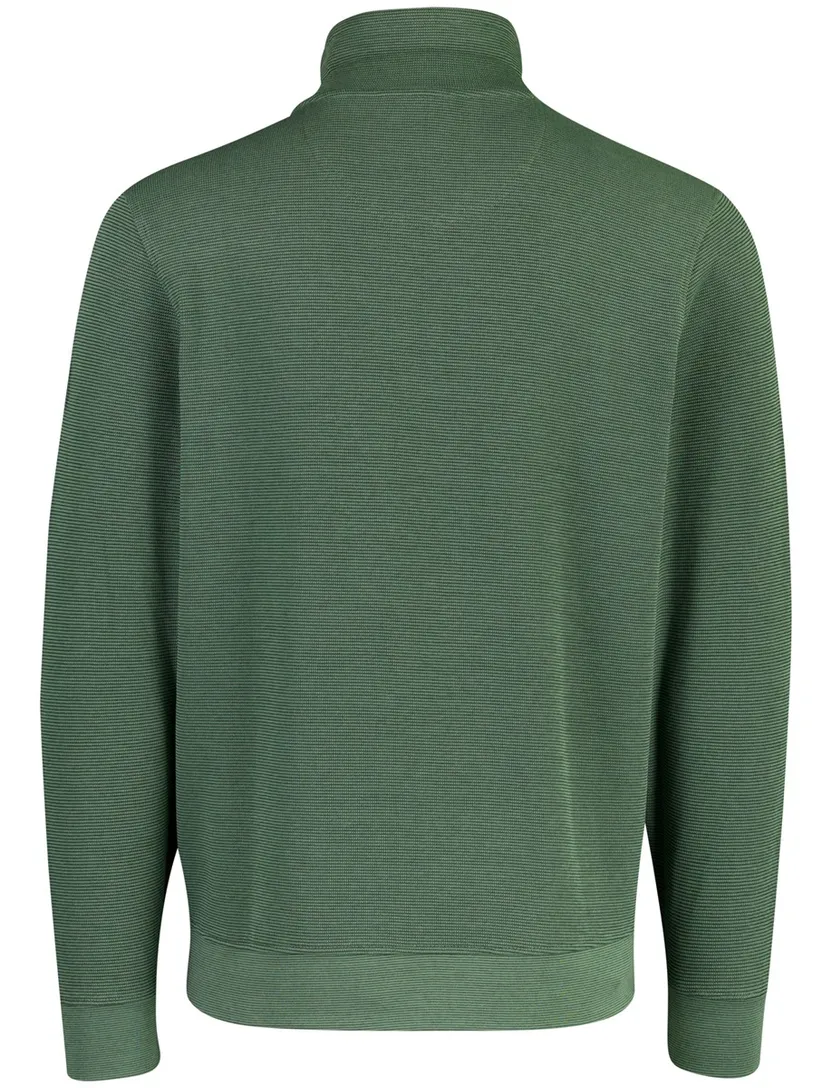 Gebreide groene Casa Moda trui met zwarte half zip rits