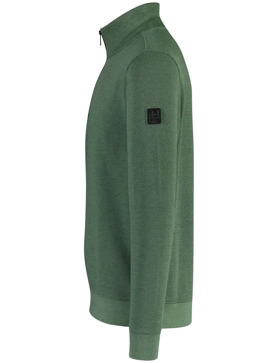 Trui Casa Moda zwarte half zip rits gebreid groen