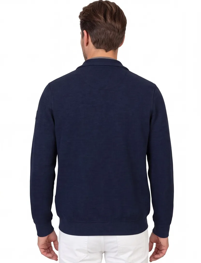 Vest Casa Moda gebreid navy normale fit rits