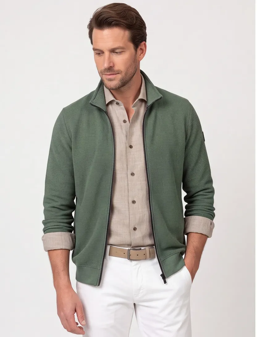 Groen vest met rits Casa Moda