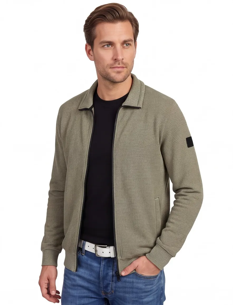 Vest Casa Moda beige vest wijde fit gemeleerd