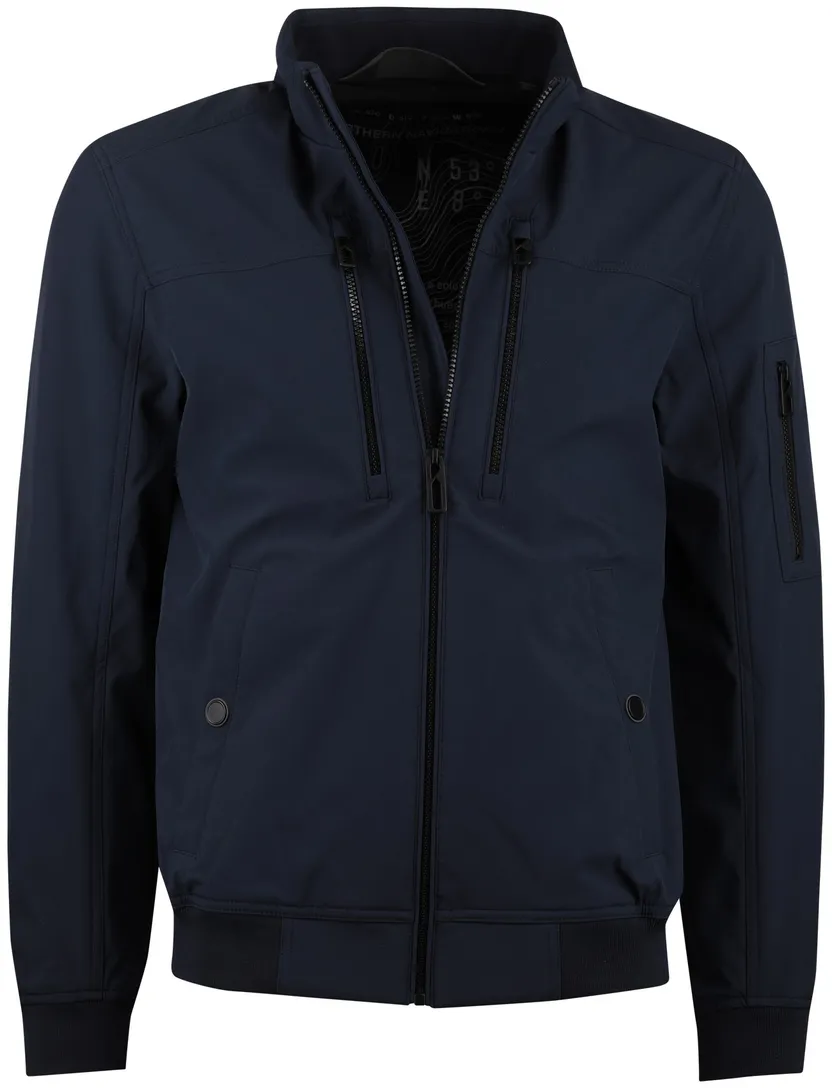 Navy jas softshell Casa Moda kort polyester dubbele borstzak