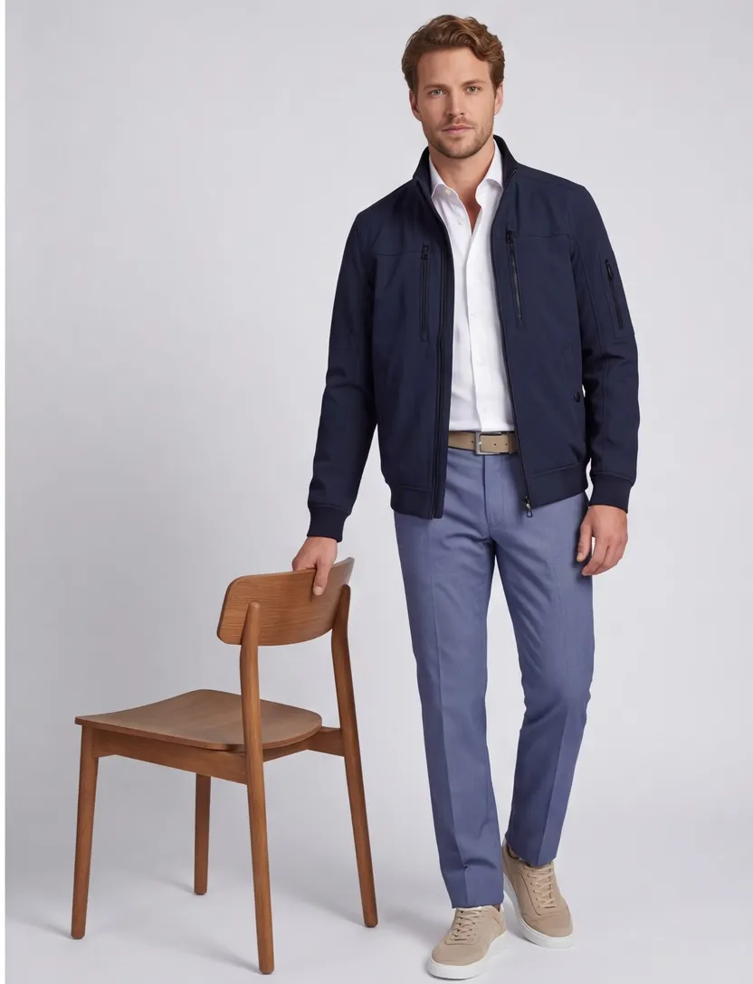 Navy jas softshell Casa Moda kort polyester dubbele borstzak