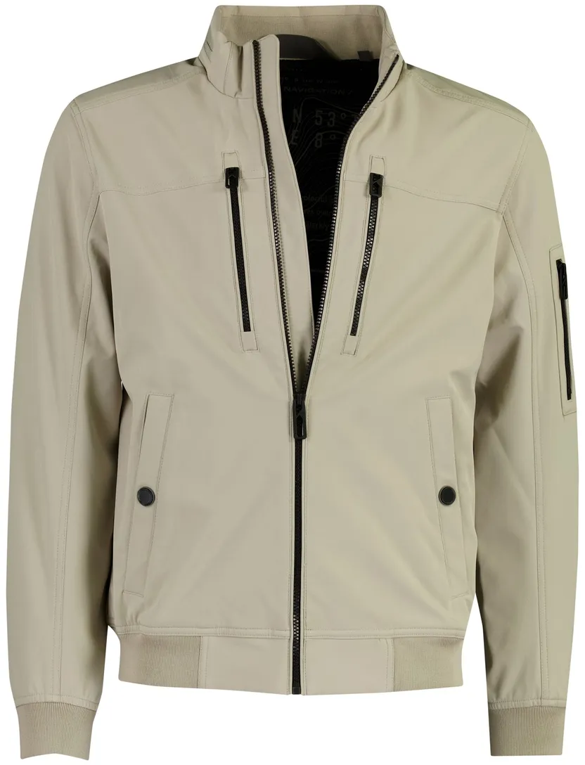 Beige jas softshell Casa Moda kort polyester dubbele borstzak