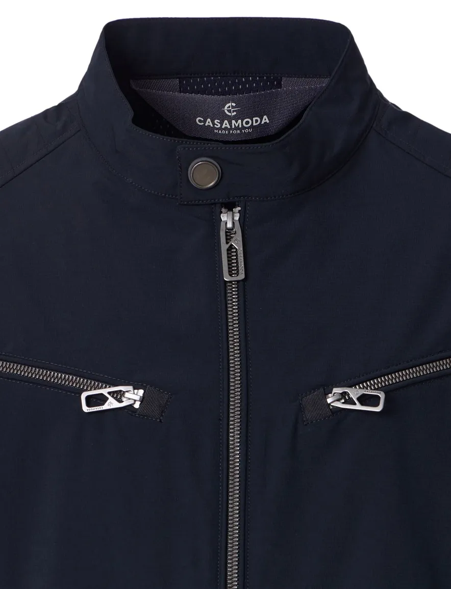 Donkerblauwe tussenjas Casa Moda zakken met rits