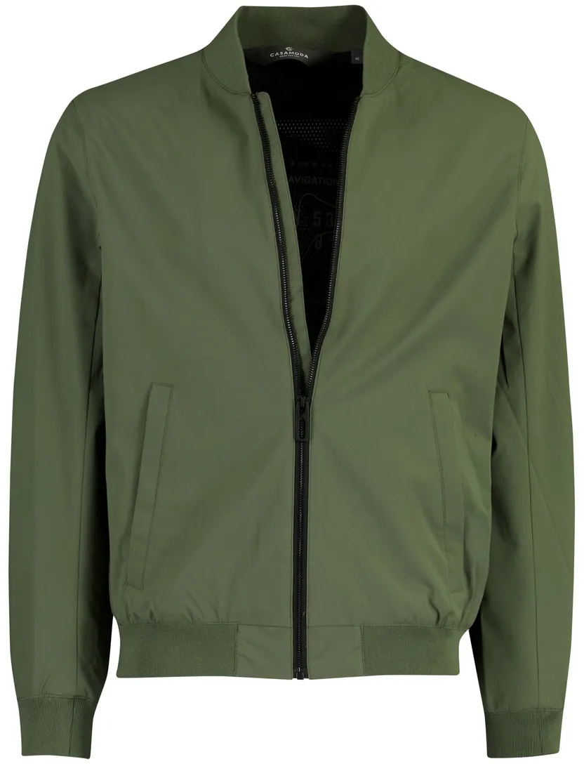Groene bomber- zomerjas Casa Moda kort polyester met boord