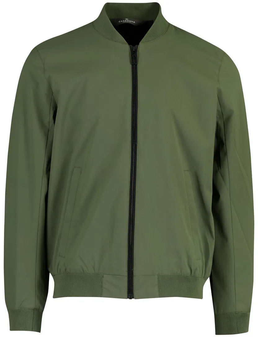 Groene bomber- zomerjas Casa Moda kort polyester met boord