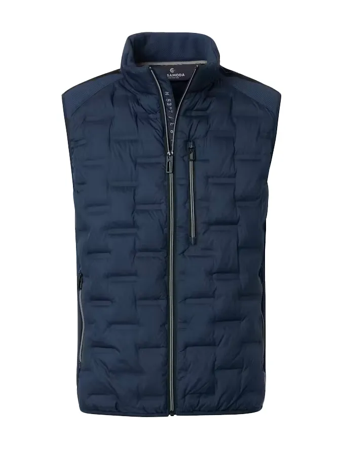 Bodywarmer donkerblauw Casa Moda opstaande kraag