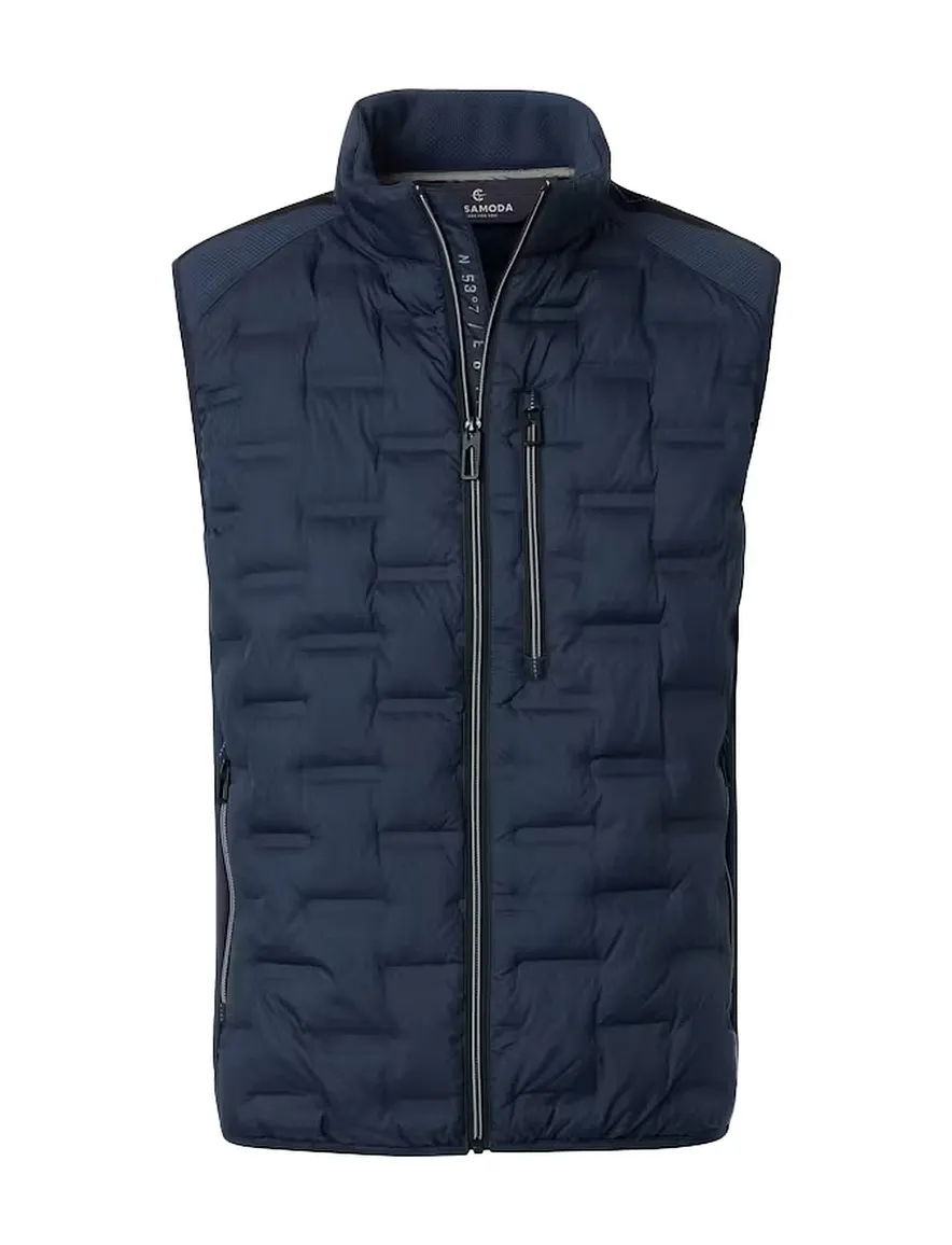 Bodywarmer donkerblauw Casa Moda opstaande kraag