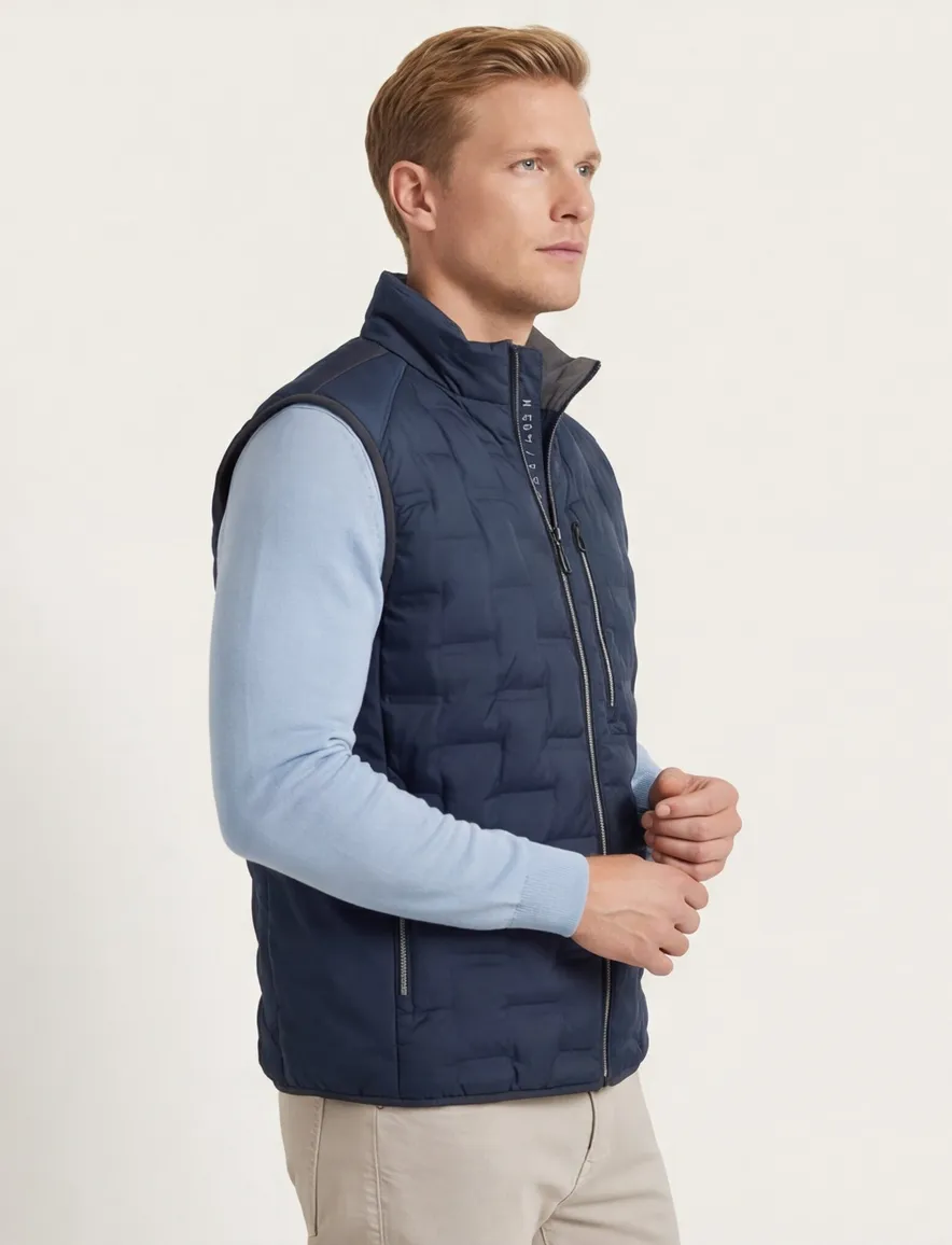 Bodywarmer donkerblauw Casa Moda opstaande kraag