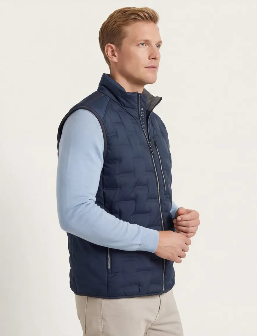 Bodywarmer donkerblauw Casa Moda opstaande kraag