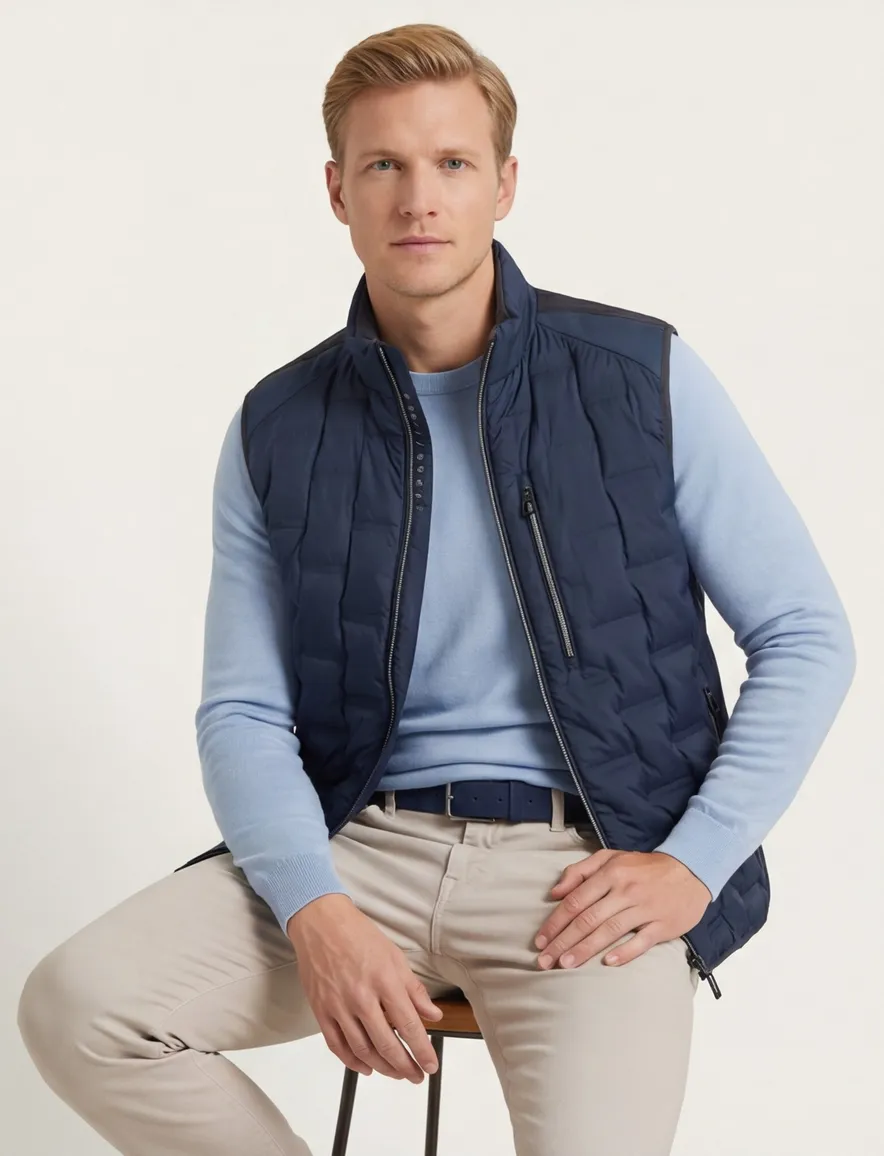 Bodywarmer donkerblauw Casa Moda opstaande kraag