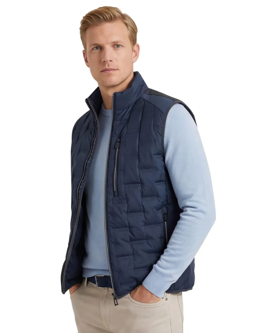Bodywarmer donkerblauw Casa Moda opstaande kraag