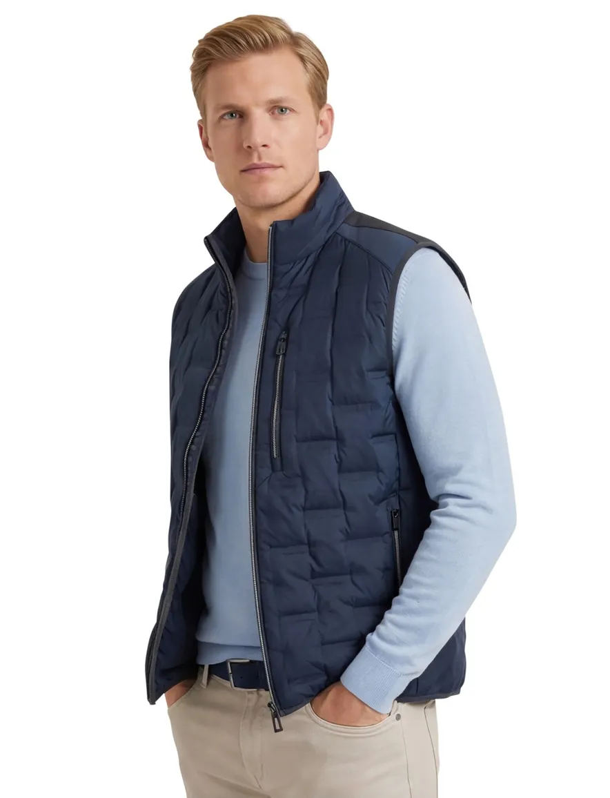Bodywarmer donkerblauw Casa Moda opstaande kraag