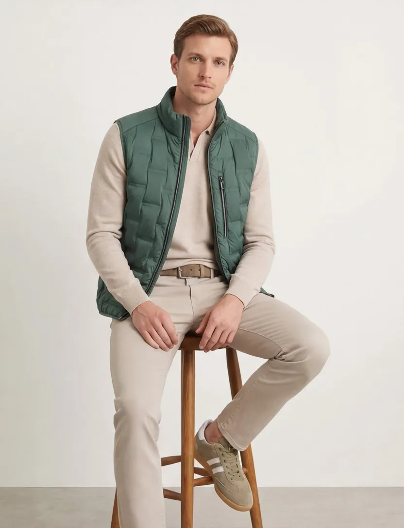 Bodywarmer groen Casa Moda gestructureerd