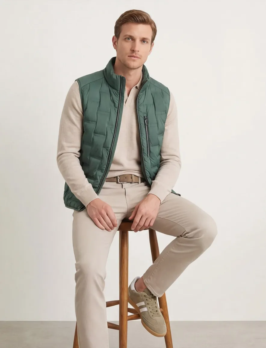 Groene gewatteerde bodywarmer Casa Moda