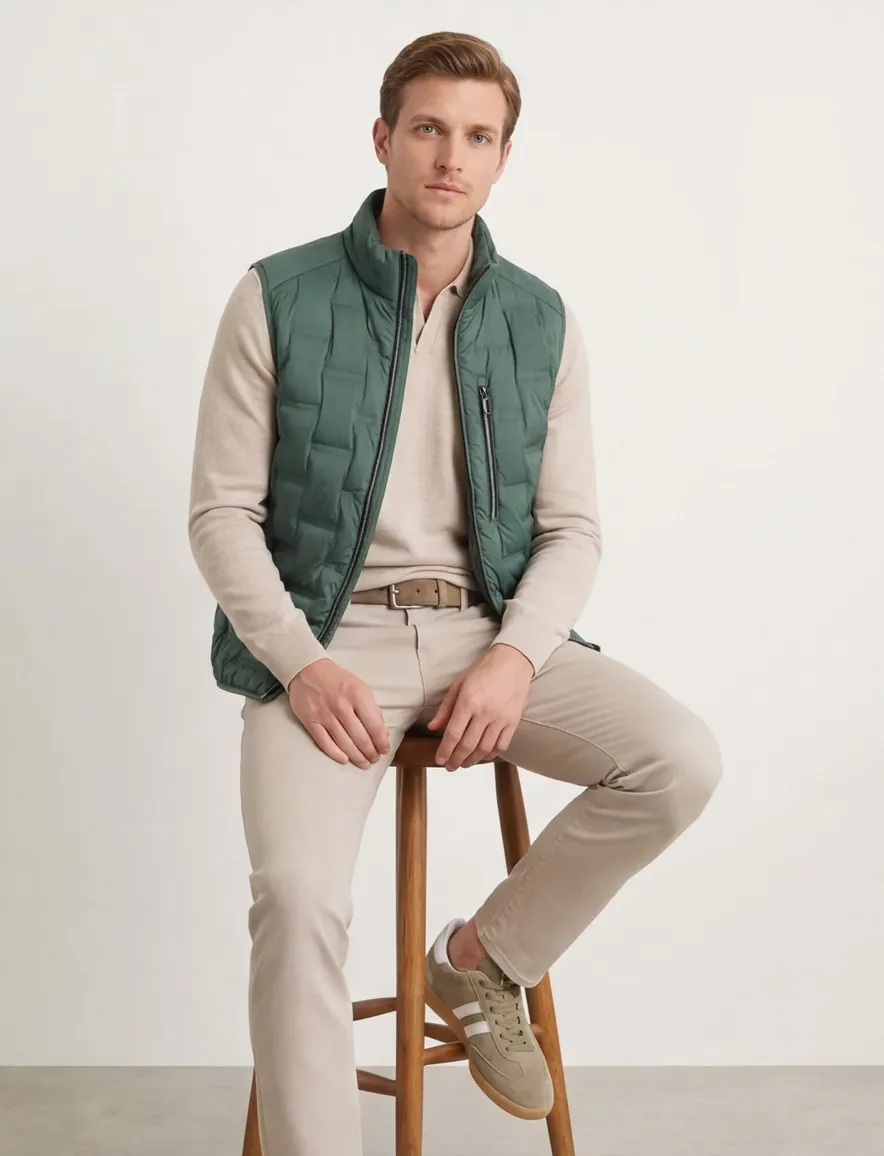 Groene gewatteerde bodywarmer Casa Moda