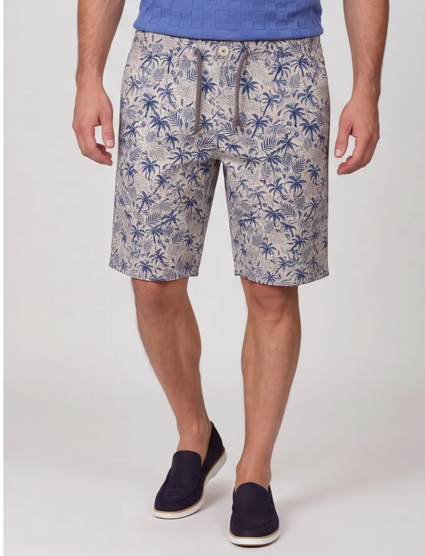 Shorts Casa Moda Steve palm print creme