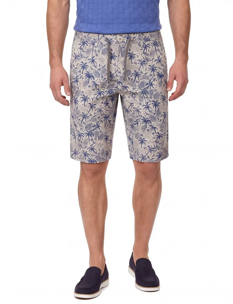 Casa Moda chino shorts creme Steve palm print