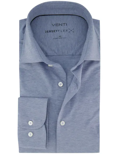 Venti overhemd lichtblauw Venti comfort fit semi-wide collar jersey