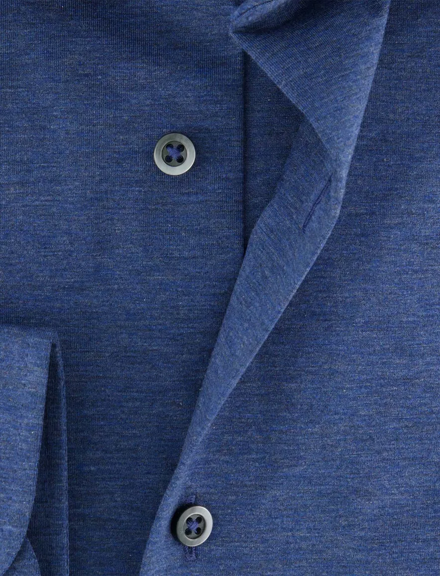 overhemd blauw Venti comfort fit semi-wide collar jersey
