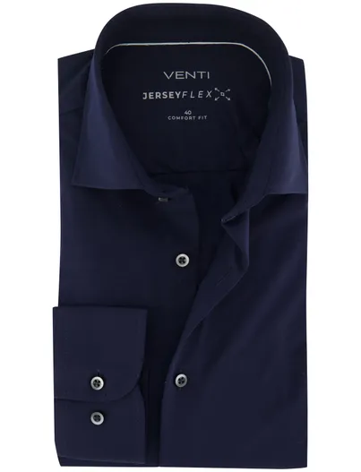 Venti Overhemd Venti wijde fit donkerblauw wide spread