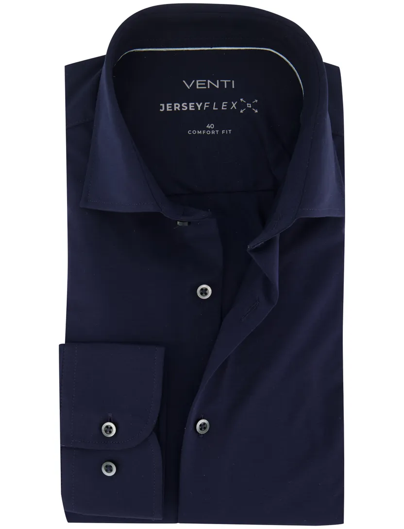 Overhemd Venti wijde fit donkerblauw wide spread