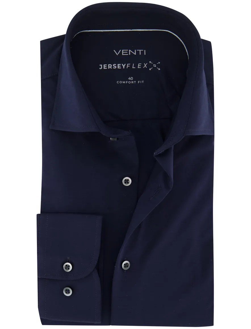 Venti jersey overhemd donkerblauw comfort fit