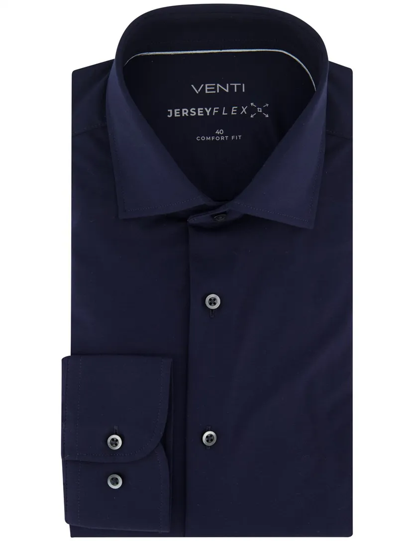 Overhemd Venti wijde fit donkerblauw wide spread