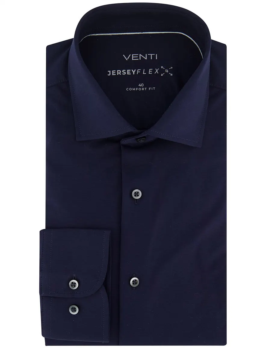 Venti jersey overhemd donkerblauw comfort fit