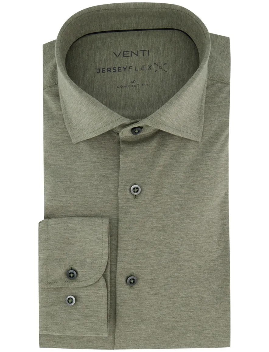 Venti jersey comfort fit groen overhemd