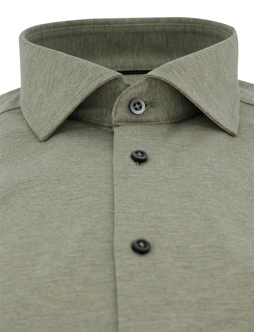 Comfort fit overhemd groen Venti jersey