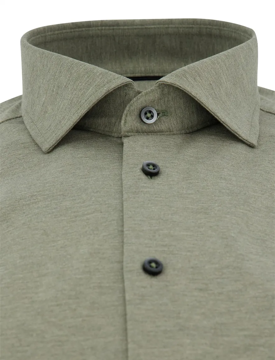Venti jersey comfort fit groen overhemd