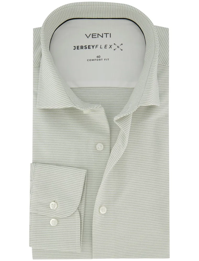 Overhemd groen gestreept strijkvrij Venti wijde fit